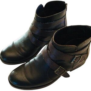 BOC dark brown ankle zip boots with buckles in a size 10 M